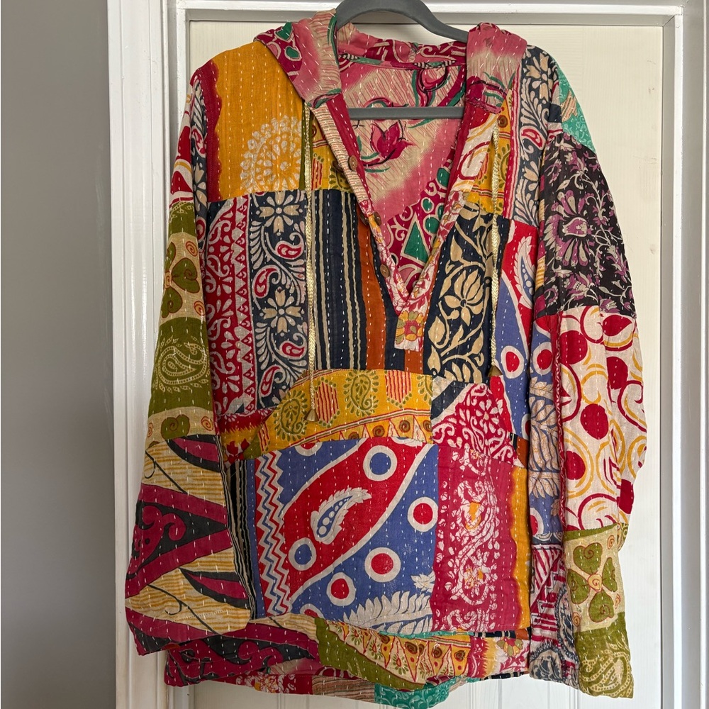 Reversible Colorful Patchwork Hoodie - image 1